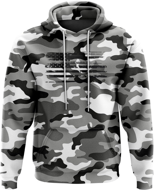 Patriotic Camo Flag Heavyweight Hoodies for Men and Women